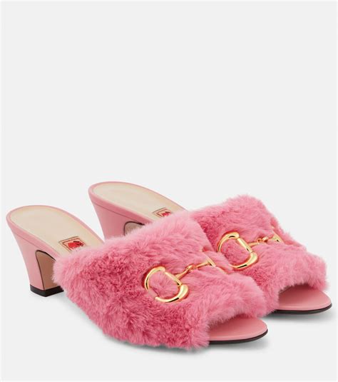 gucci horsebit accent leather mules|Gucci fur mules sale.